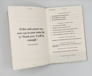 WeNatal journal opened with a quote displayed if the only prayer you ever say in your entire life is thank you it will be enough